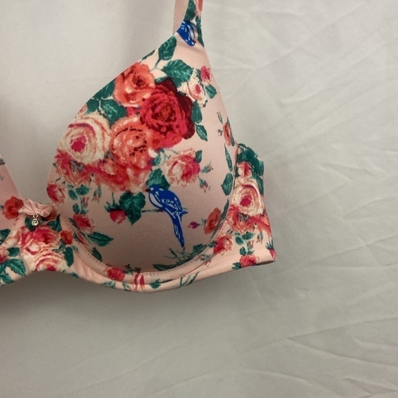 Soma Embraceable Full Coverage Floral Blue Jay Pink 34C Bra - Picture 4 of 12